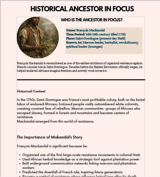 Historical Ancestor in Focus: Francois Makandal