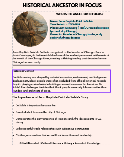Historical Ancestor in Focus: Jean-Baptiste Point du Sable