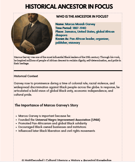 Historical Ancestor in Focus: Marcus Mosiah Garvey